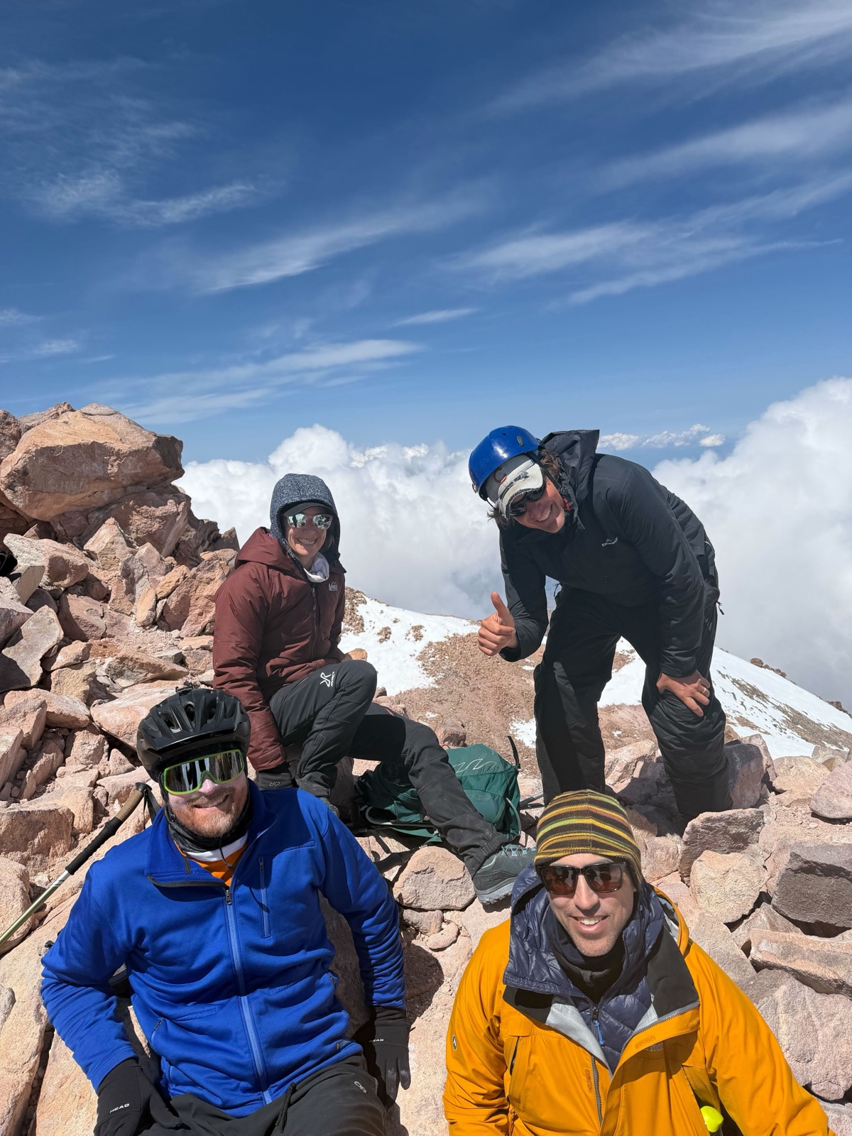The four of us at the summit of Mount Shasta